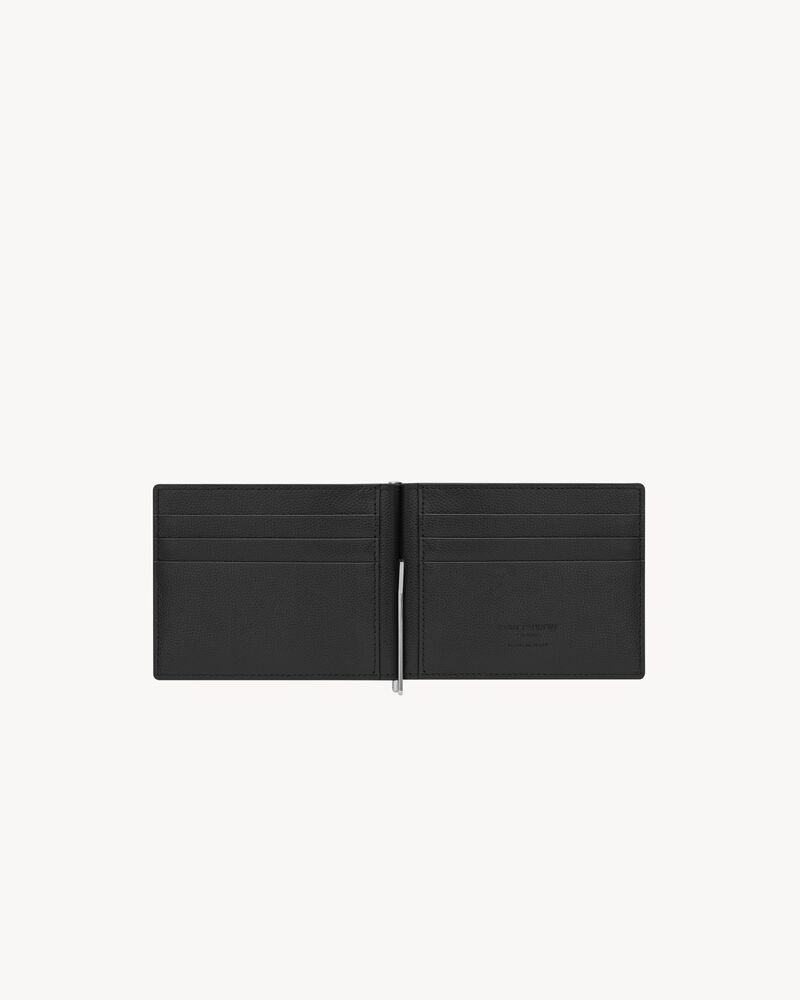 Saint Laurent Paris Bill clip wallet in grain de poudre leather