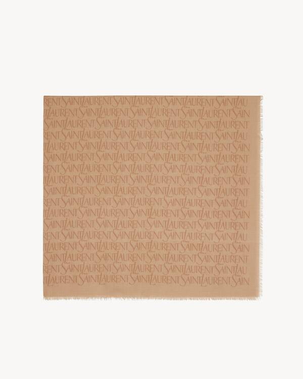 Saint Laurent large square scarf in modal and cashmere in Beige
