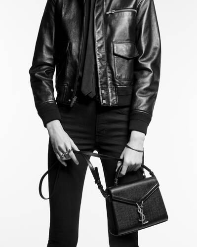 Cassandre Mini Leather Camera Bag in Black - Saint Laurent