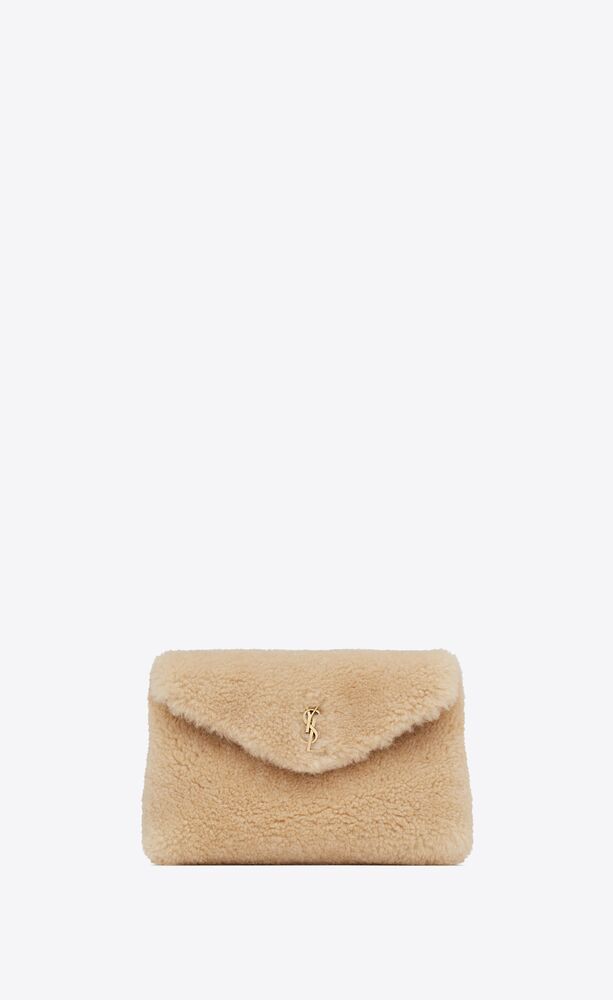 Saint Laurent Puffer Small YSL Shearling Pouch Clutch Bag