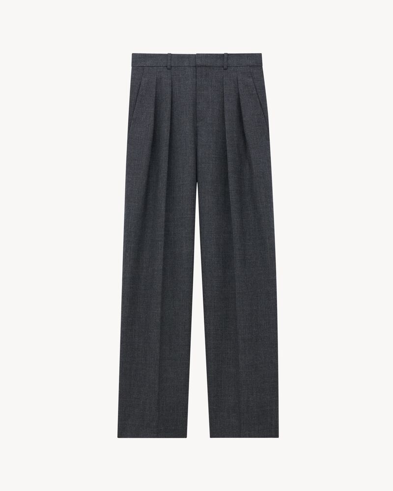 low-waisted pants in wool chiné