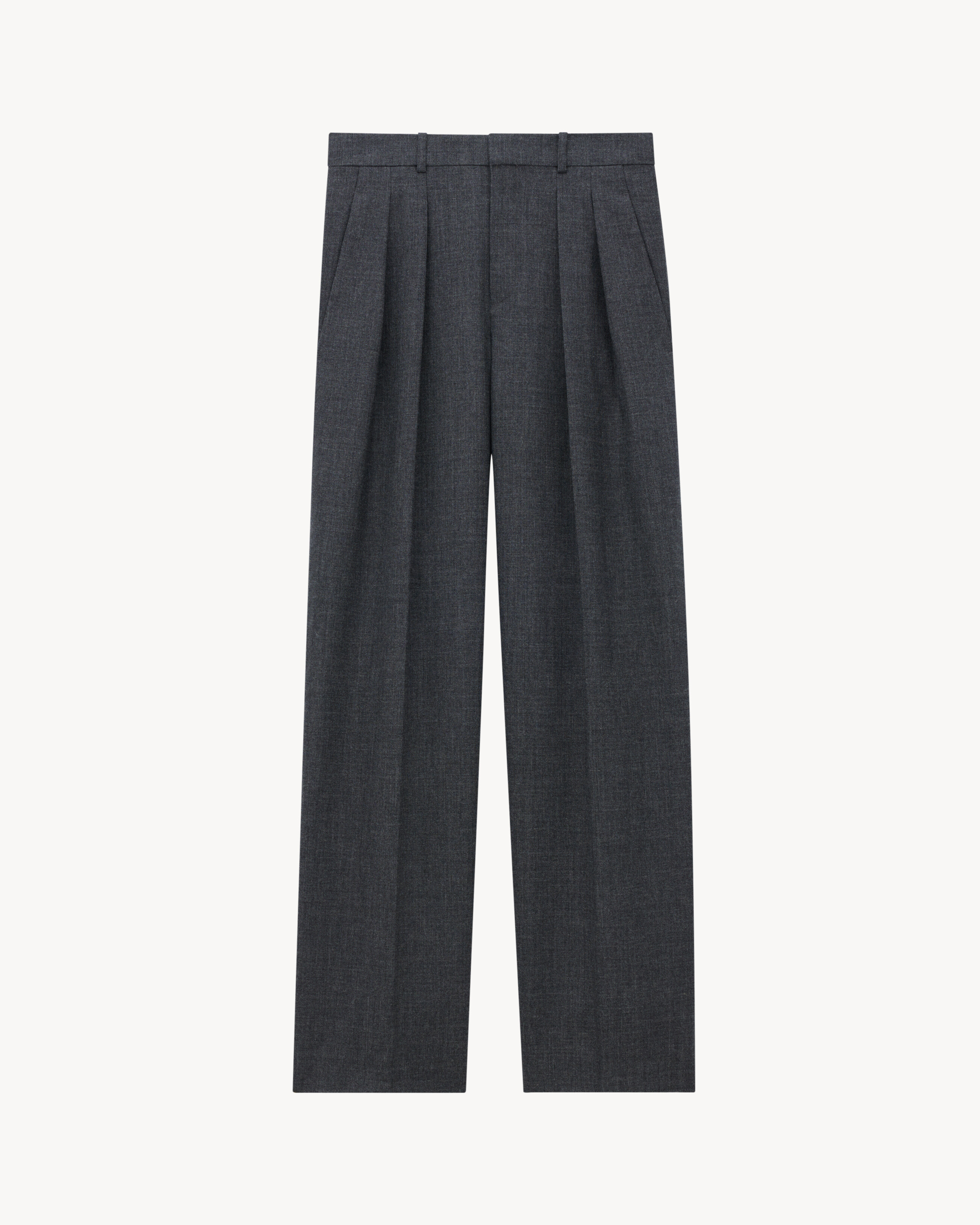 low-waisted pants in wool chiné