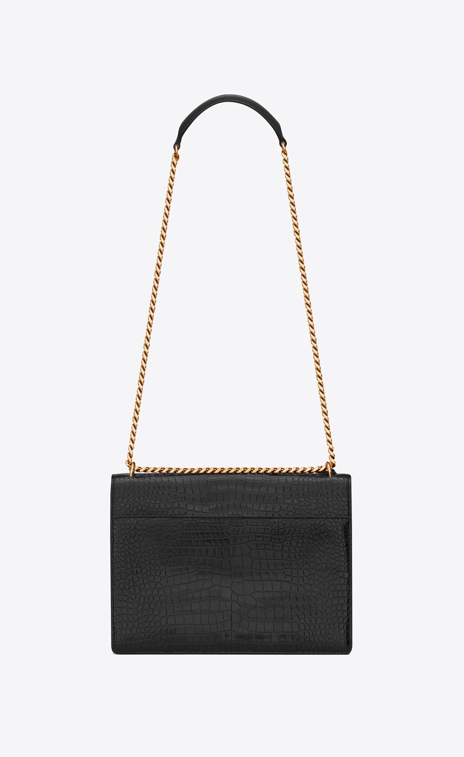 Sunset Large chain bag in crocodile-embossed shiny leather | Saint ...