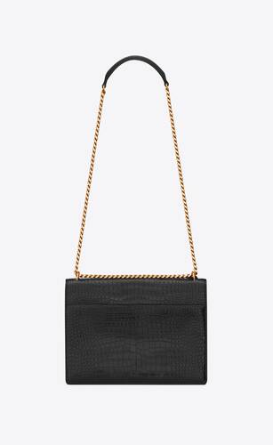 Sunset small croc-effect patent-leather shoulder bag