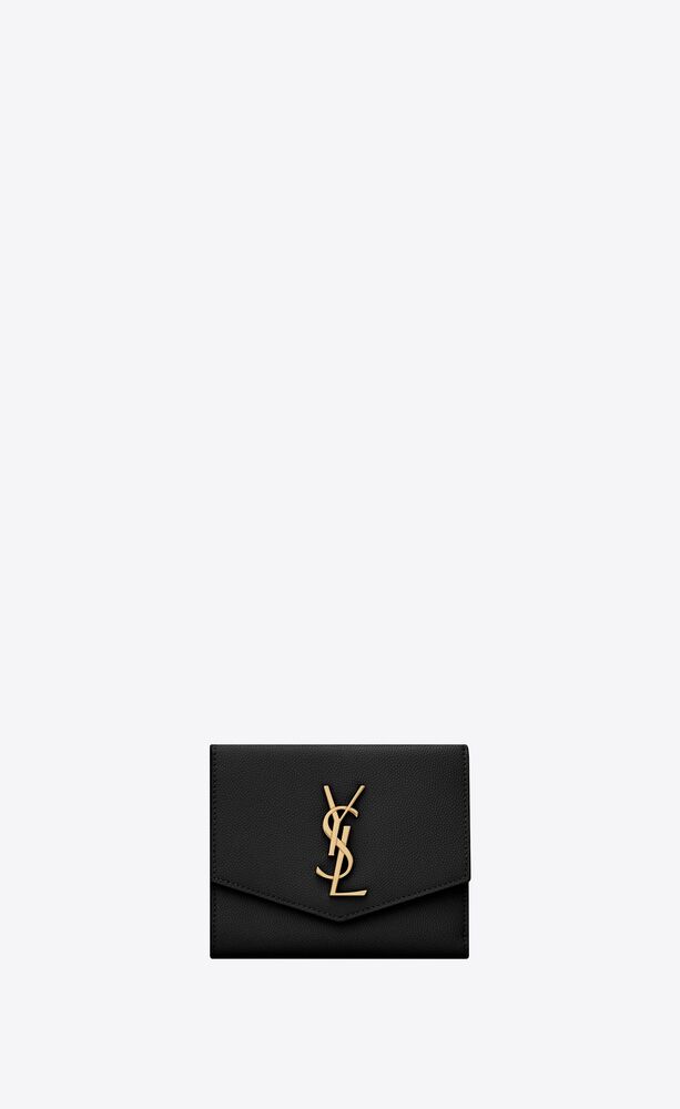 UPTOWN portefeuille compact en cuir embossé grain de poudre | Saint Laurent | YSL.com
