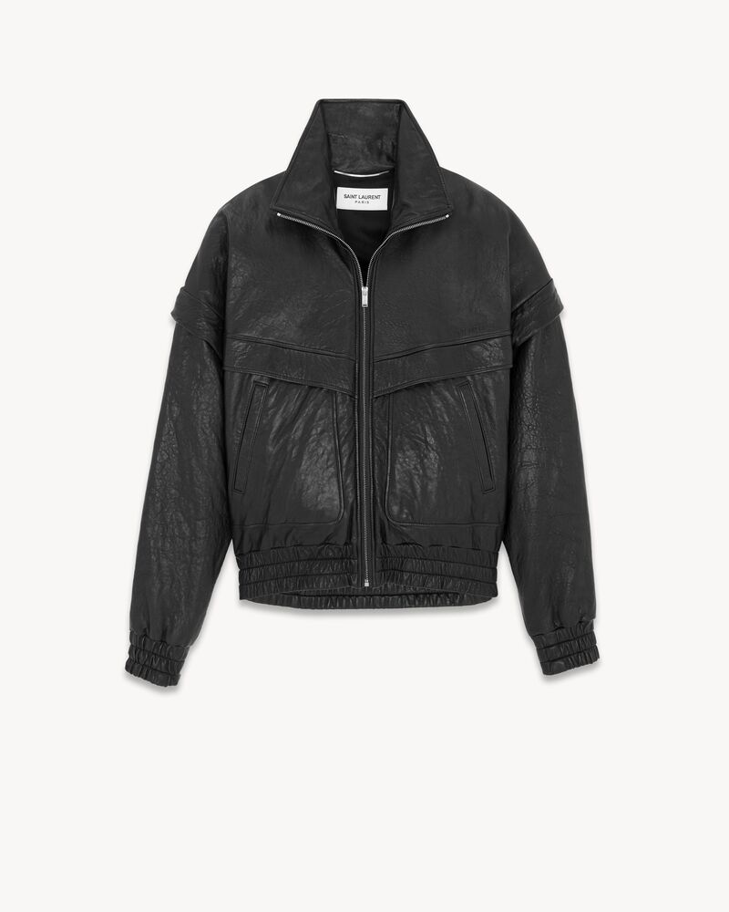 Bomber Saint Laurent in pelle di agnello martellata