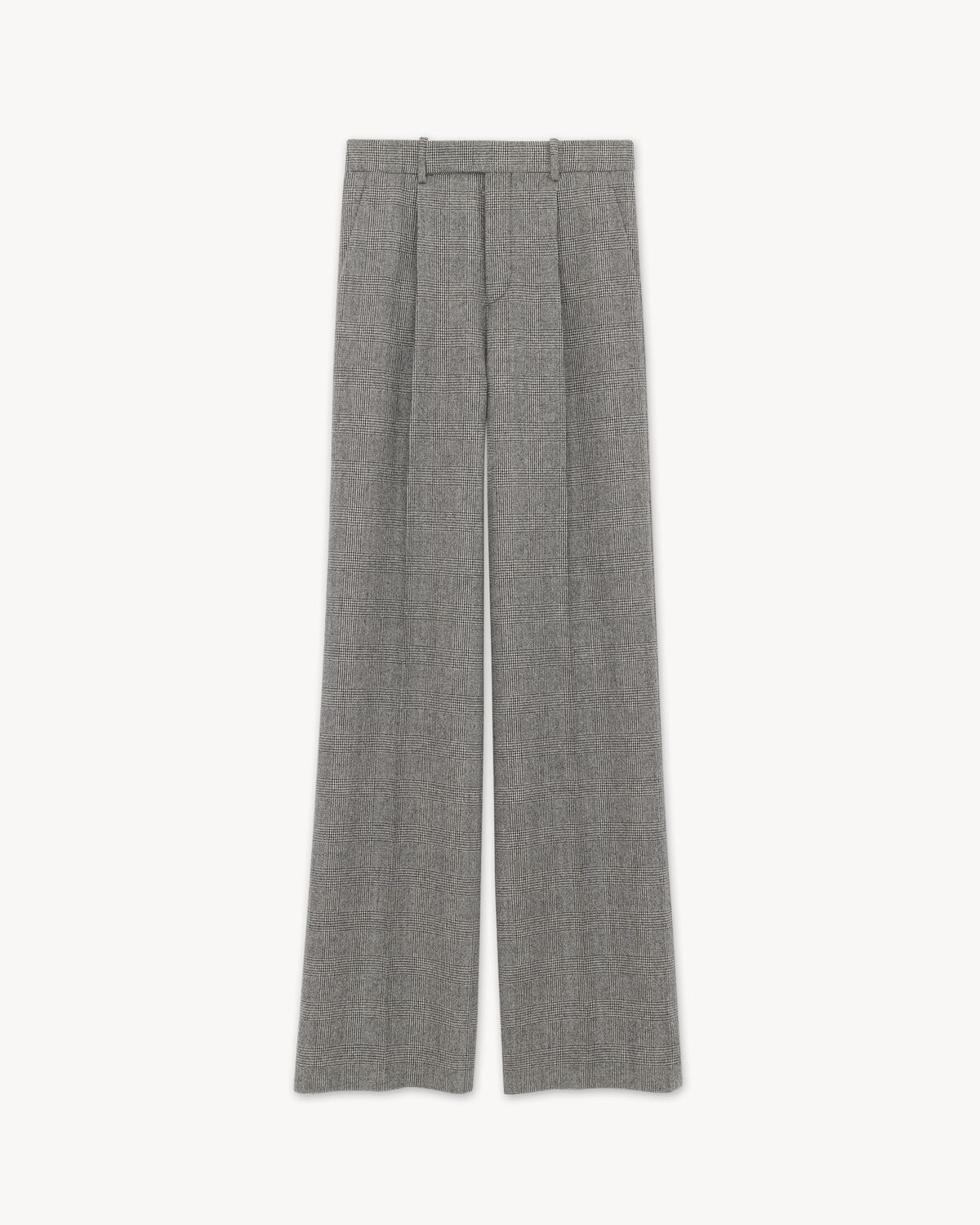 flared pants in prince of wales flannel