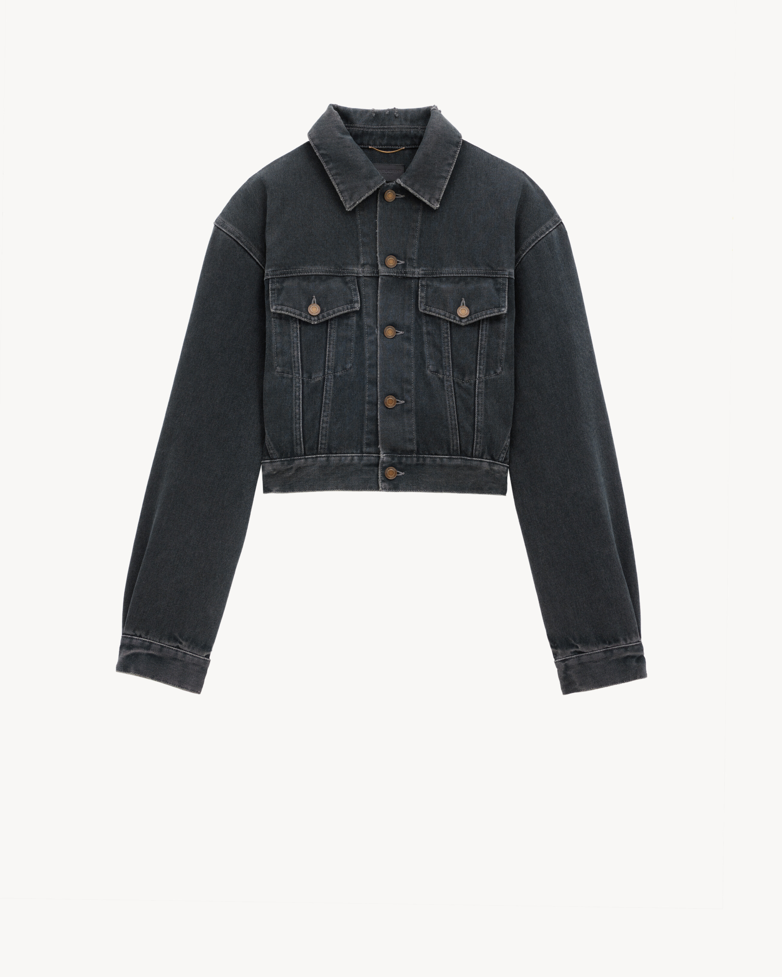 80er-Jacke aus dunkelblau-schwarzem Denim