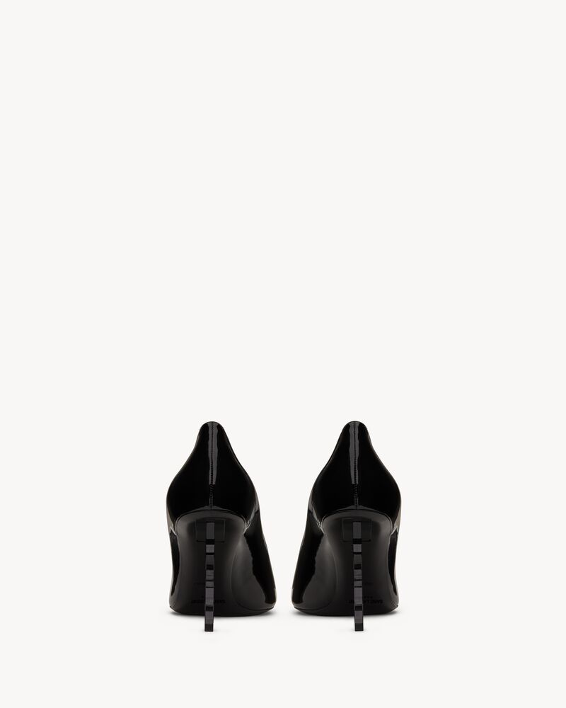 関税送料込【SAINT LAURENT】オピウムサンダル ヒール8.5ｃｍ オピウム パンプス（ブラック／パテントレザー＆クローム