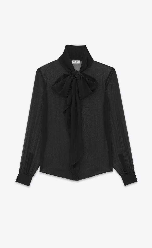 Black Plunge V-neck silk-satin shirt, Saint Laurent