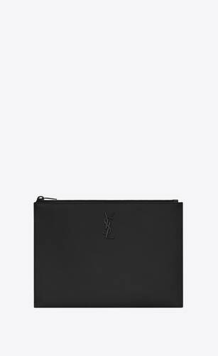 monogram zippered tablet case in grain de poudre embossed leather