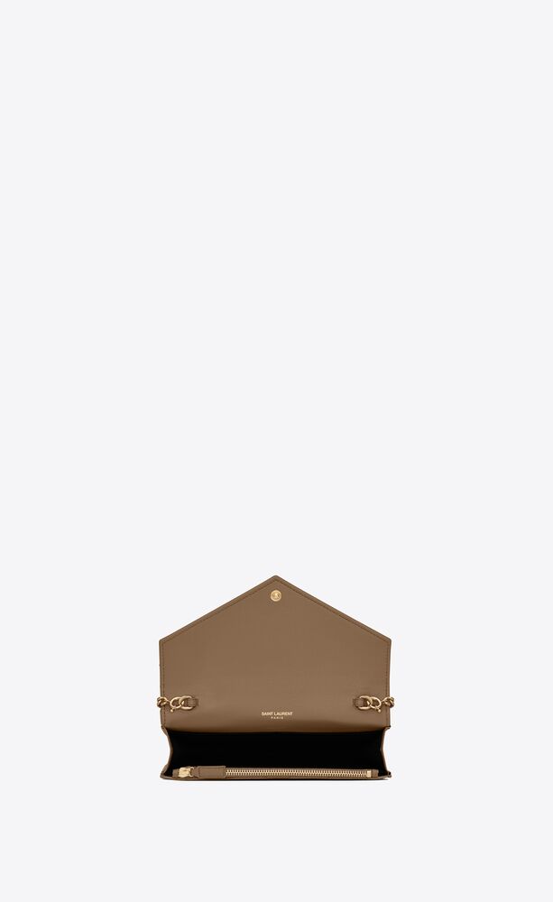 SAINT LAURENT cassandre matelassé envelope chain wallet in grain de poudre  embossed leather