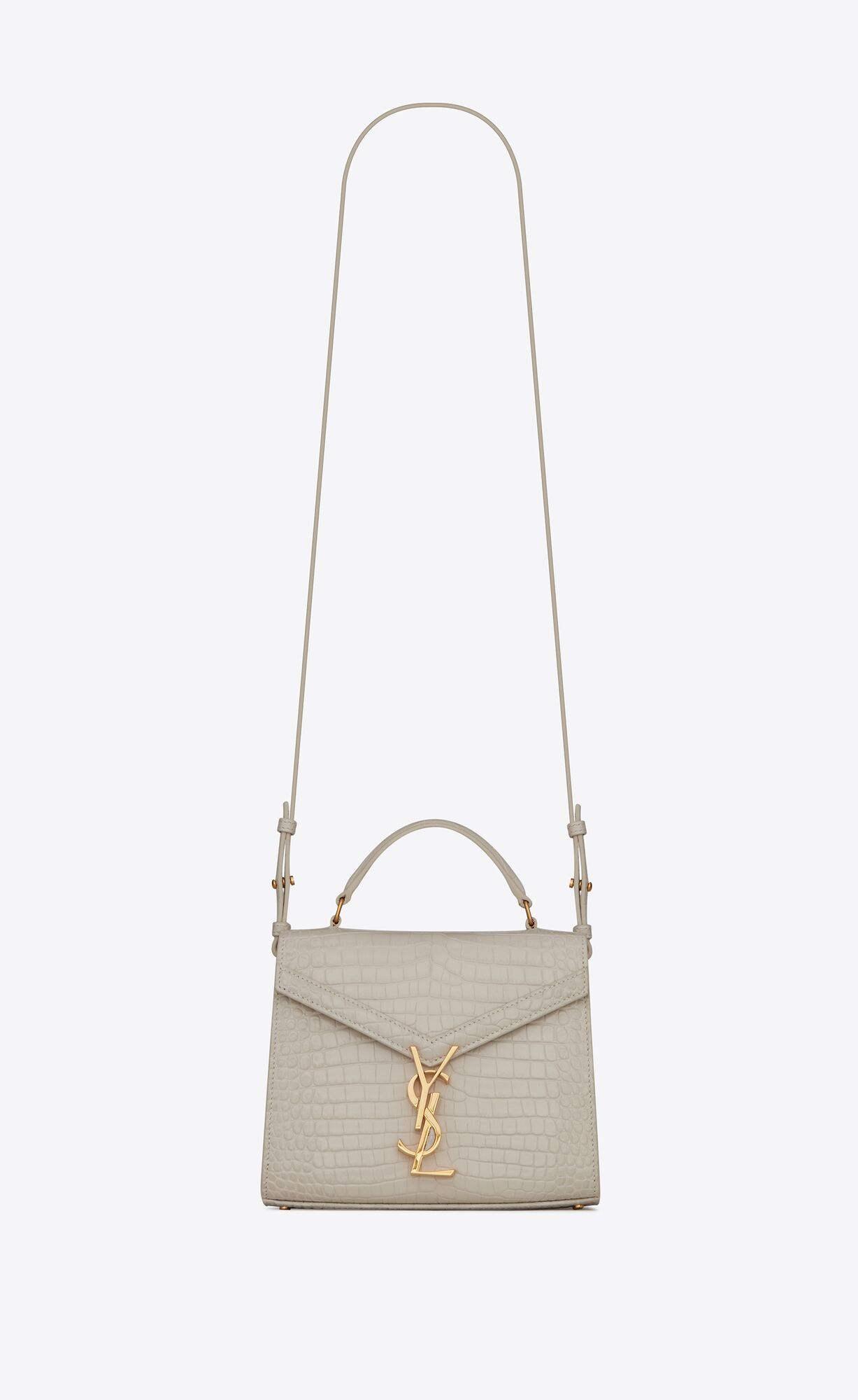 CASSANDRA Mini top handle bag in crocodile-embossed shiny leather ...