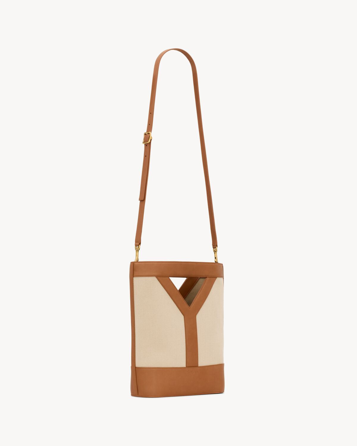 kleine bucket bag y aus aus canvas und leder