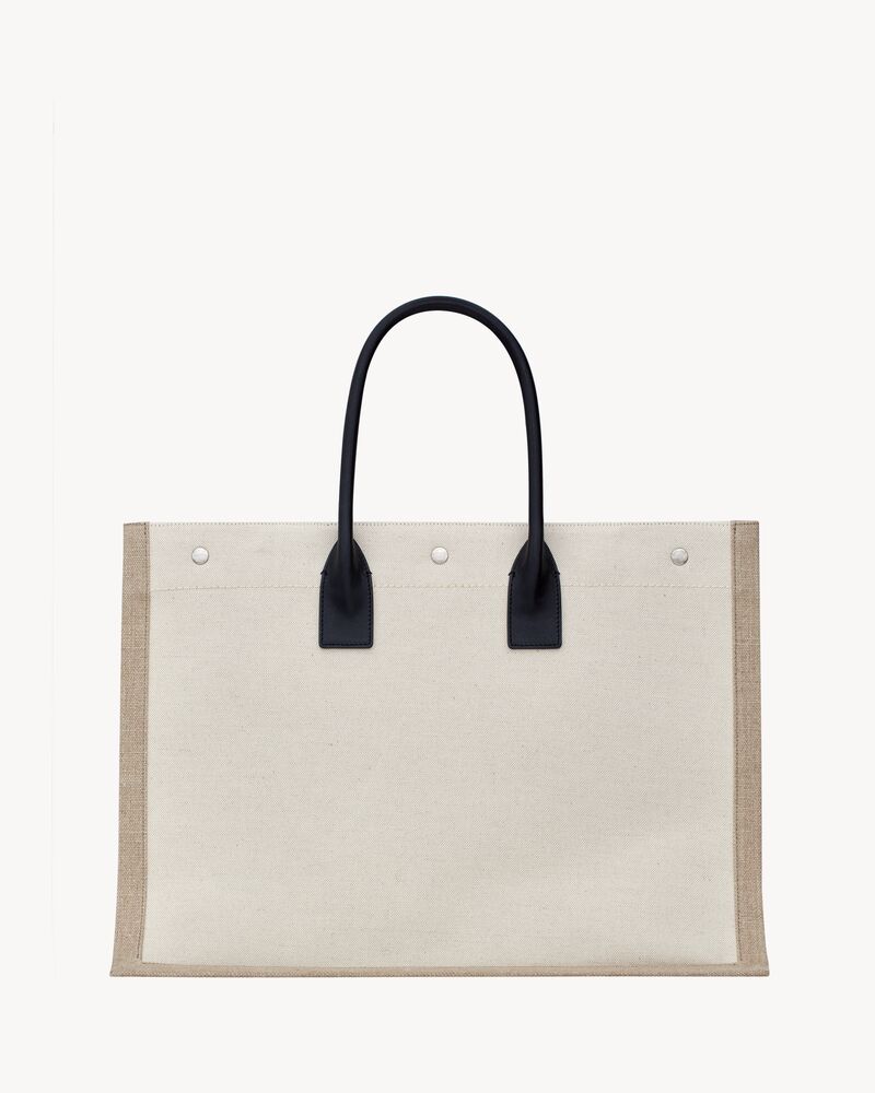 RIVE GAUCHE grand sac cabas en toile imprimée et cuir