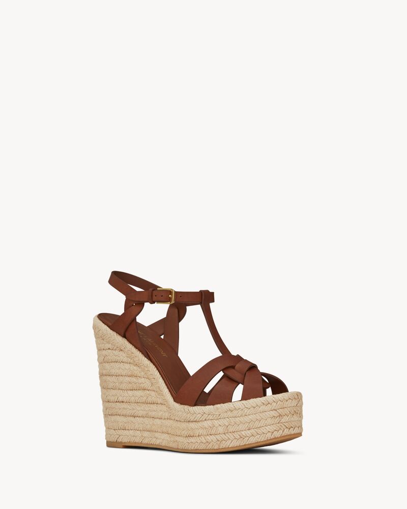 サンダル・ミュール SAINT LAURENT ESPADRILLAS Saint Laurent YSL Espadrille 95 Wedge Black Suede Platform