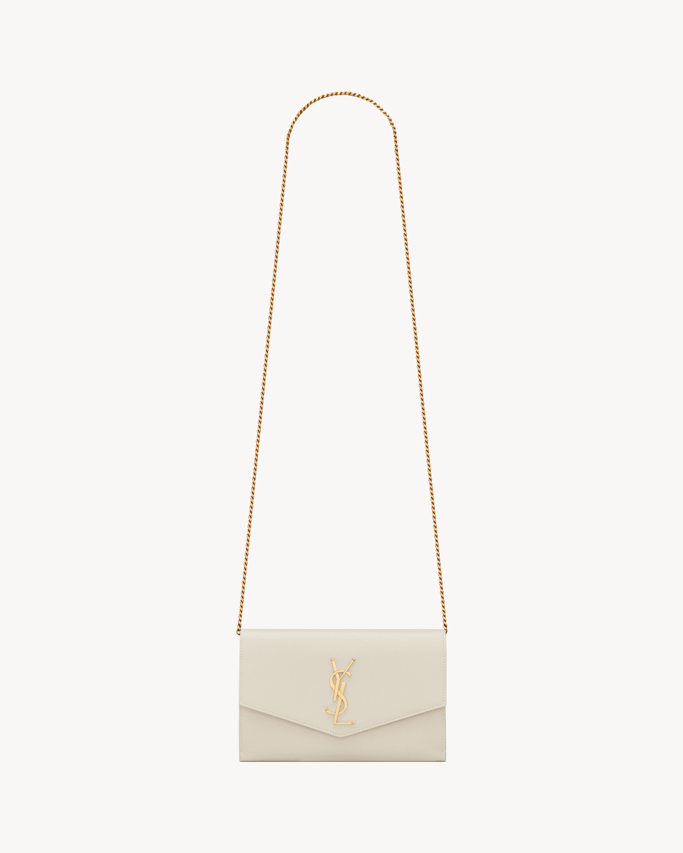 UPTOWN CHAIN WALLET IN GRAIN DE POUDRE EMBOSSED LEATHER