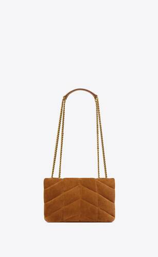 puffer toy bag in quilted suede