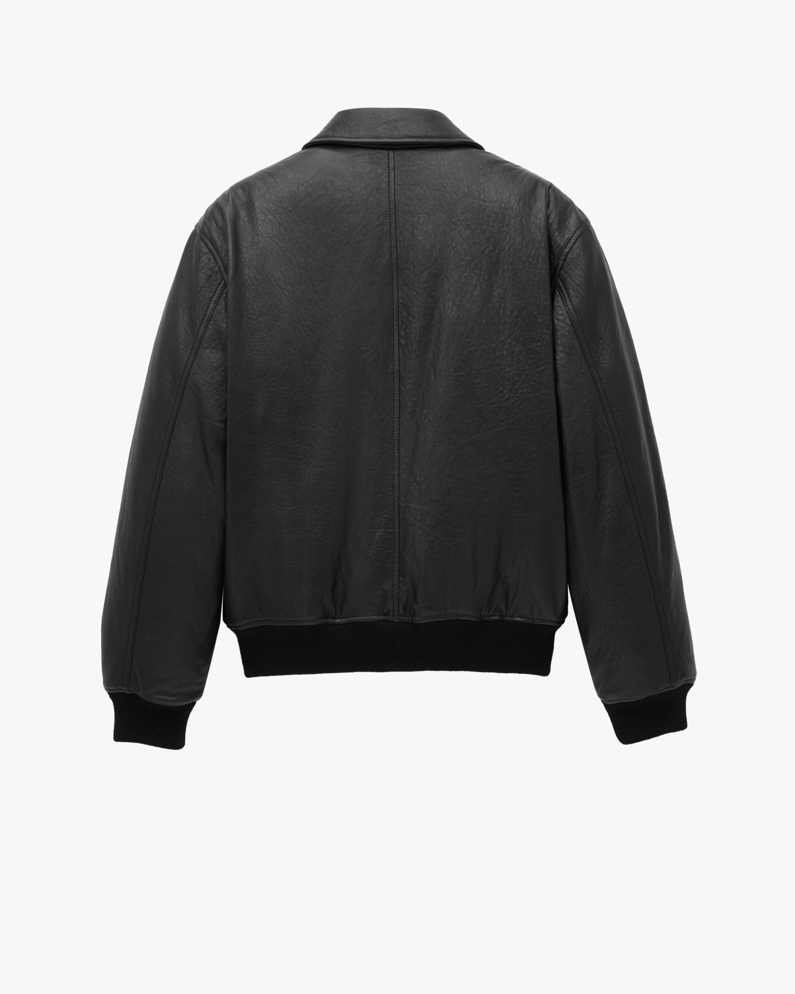 bomber jacket in grained lambskin