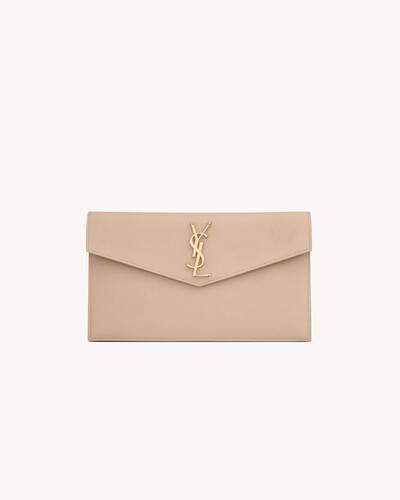 Saint Laurent Uptown Baby Textured-leather Pouch In Olive Drab