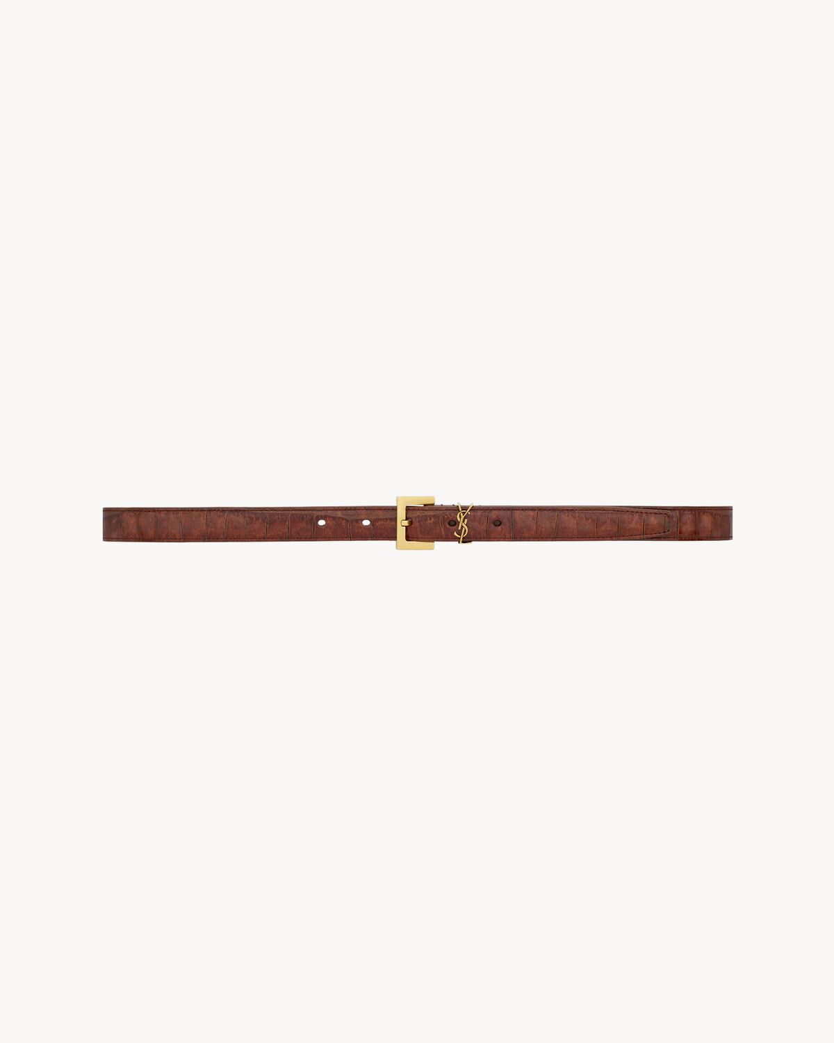 cassandre thin belt in crocodile-embossed leather