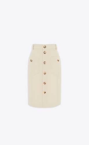 Saint Laurent elasticated-waist knitted pencil skirt - White