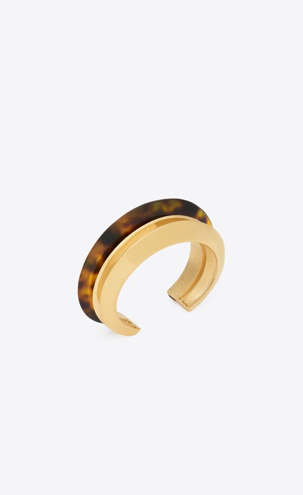 tortoiseshell duet cuff in resin and metal