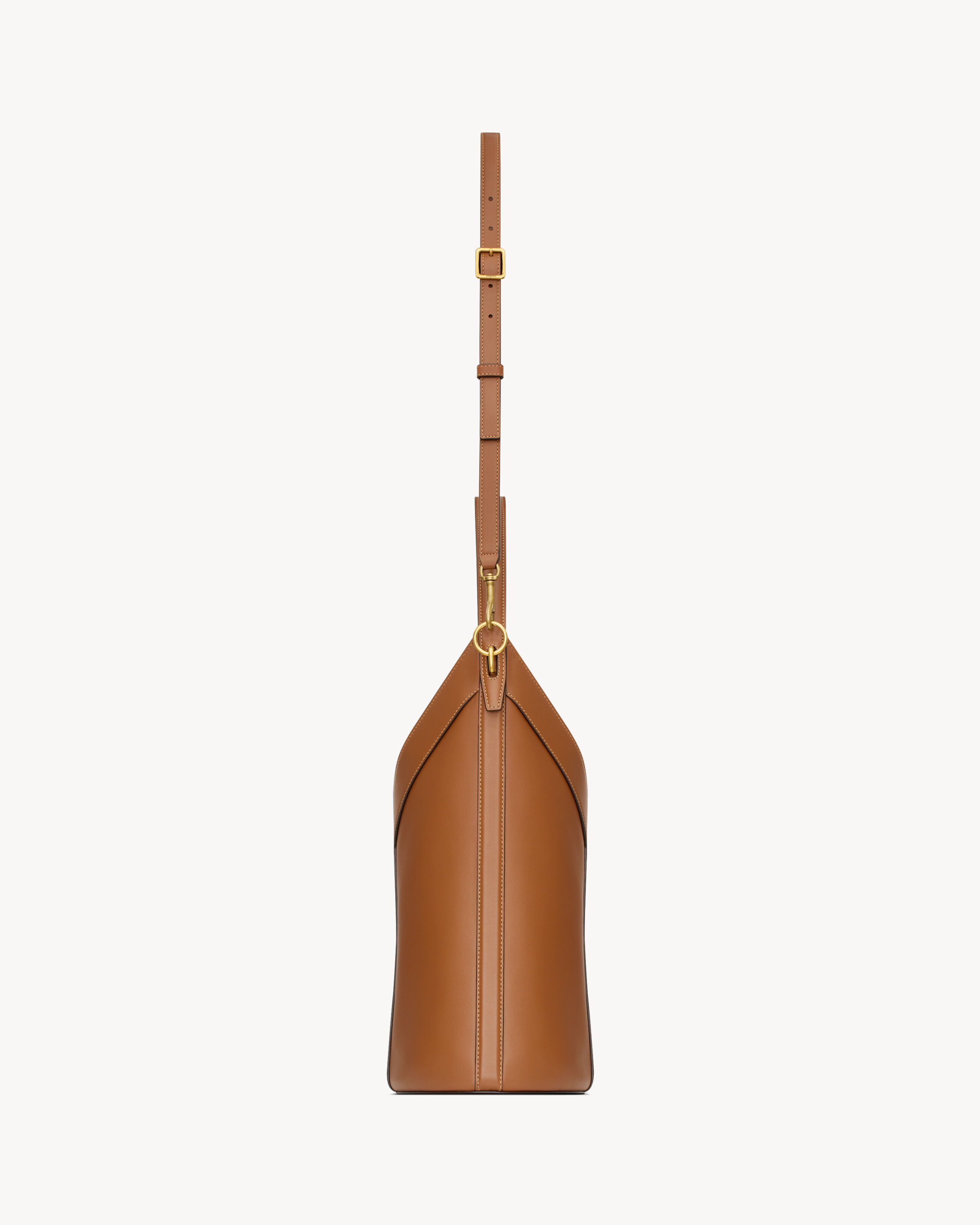 Y top-handle bucket in leather