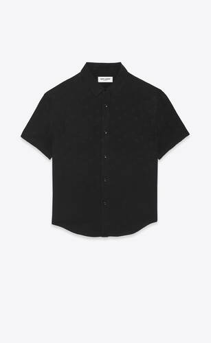 yves collar shirt in matte and shiny silk