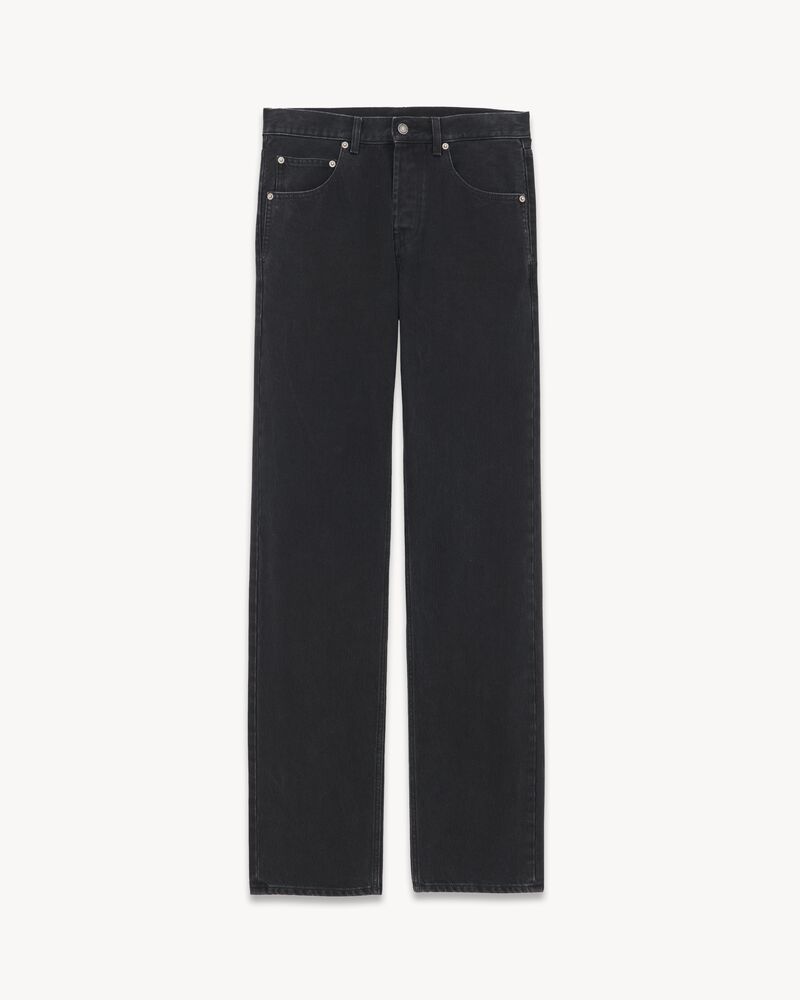 Jeans larghi e lunghi in denim nero effetto sbiadito