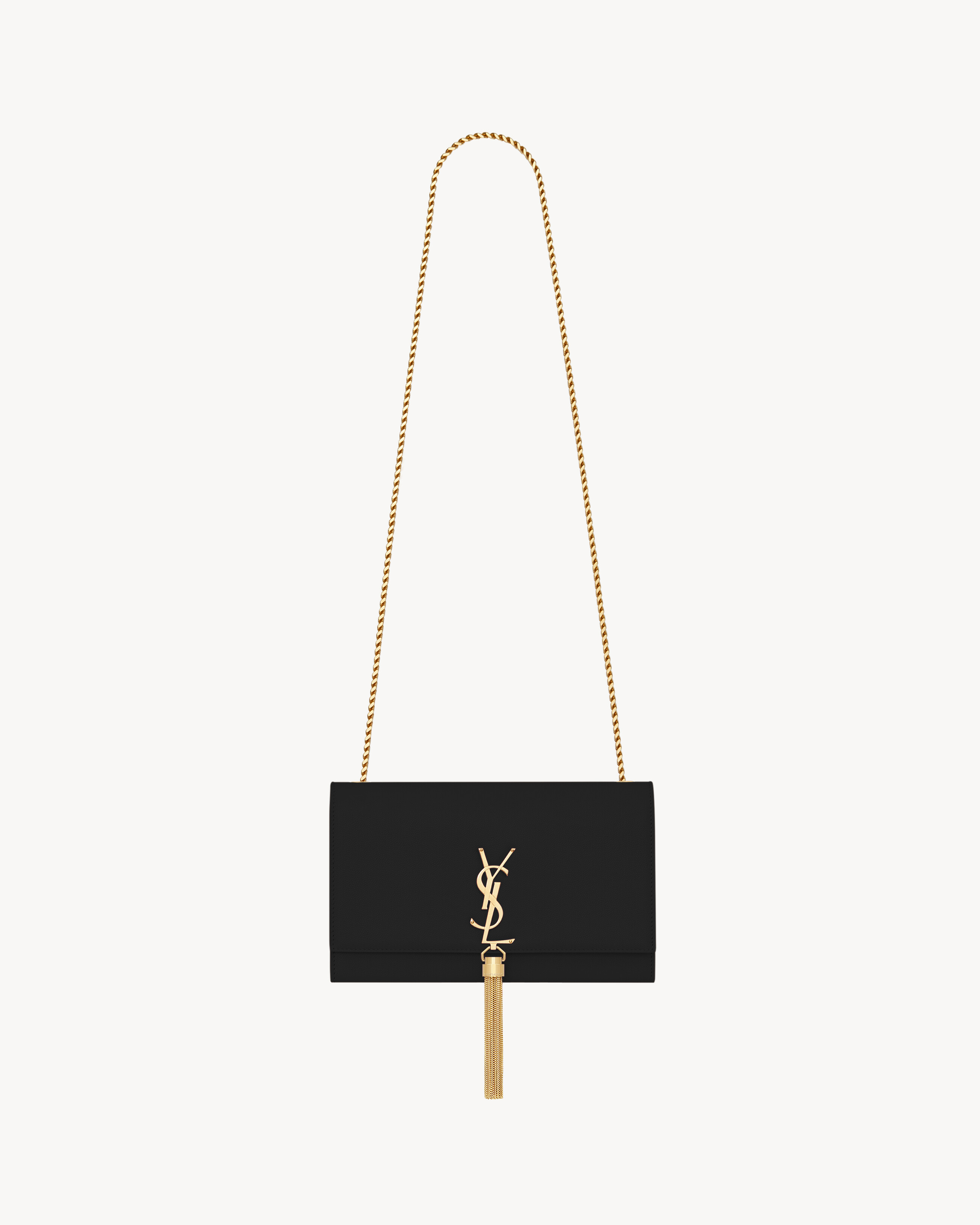 KATE MEDIUM TASSEL IN GRAIN DE POUDRE EMBOSSED LEATHER, Saint Laurent