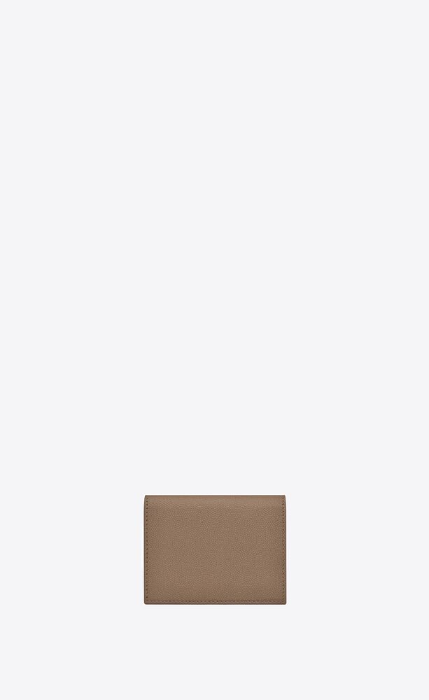 Saint Laurent Uptown Ysl-plaque Grained-leather Clutch Bag in Brown