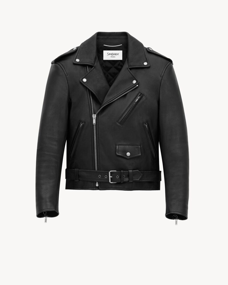 biker jacket in grained lambskin