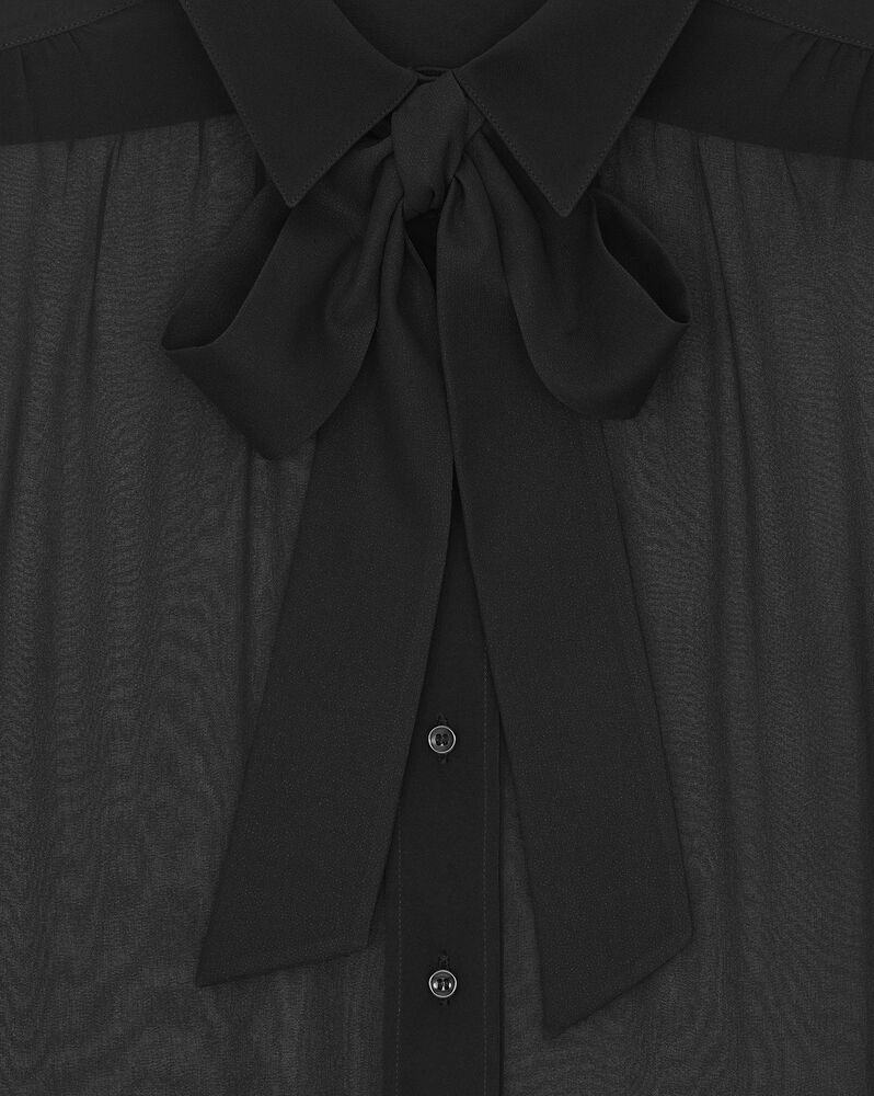 lavallière-neck blouse in crepe muslin