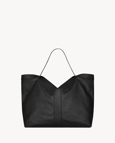 Yves Saint Laurent YSL ロゴ レザー トート バッグ ショッピングバッグ サンローラン（レザー） ブラウン | Saint