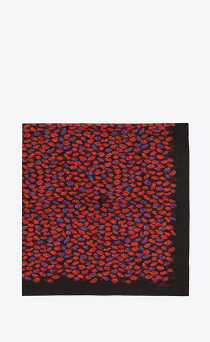 lip-print large square scarf in wool etamine