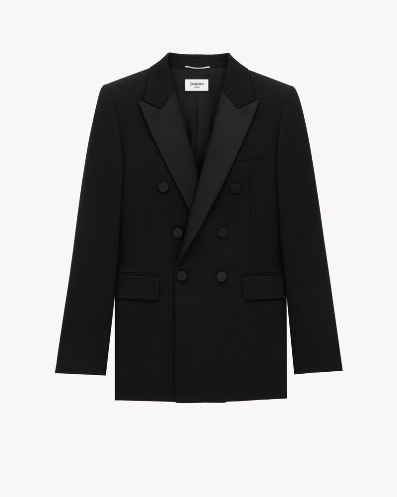 double-breasted tuxedo jacket in grain de poudre