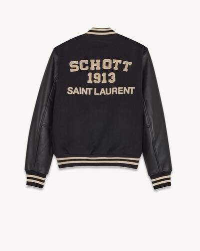 ★Saint Laurent★Wool Varsity Jacket Black★ Saint Laurent - Wool-blend varsity jacket Saint Laurent