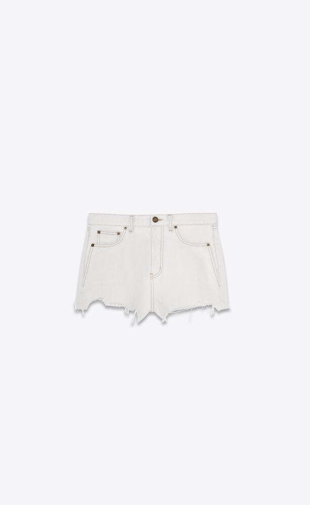 shorts mit schnittkanten aus denim in grau und off-white