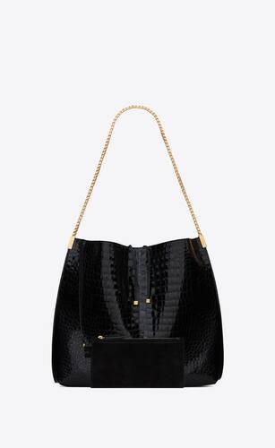 SUZANNE medium hobo bag in alligator-embossed patent leather | Saint ...