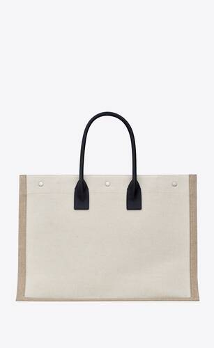 RIVE GAUCHE large tote bag in printed canvas and leather | Saint ...
