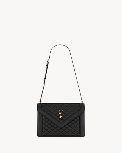 SAINT LAURENT Envelope medium quilted textured-leather shoulder