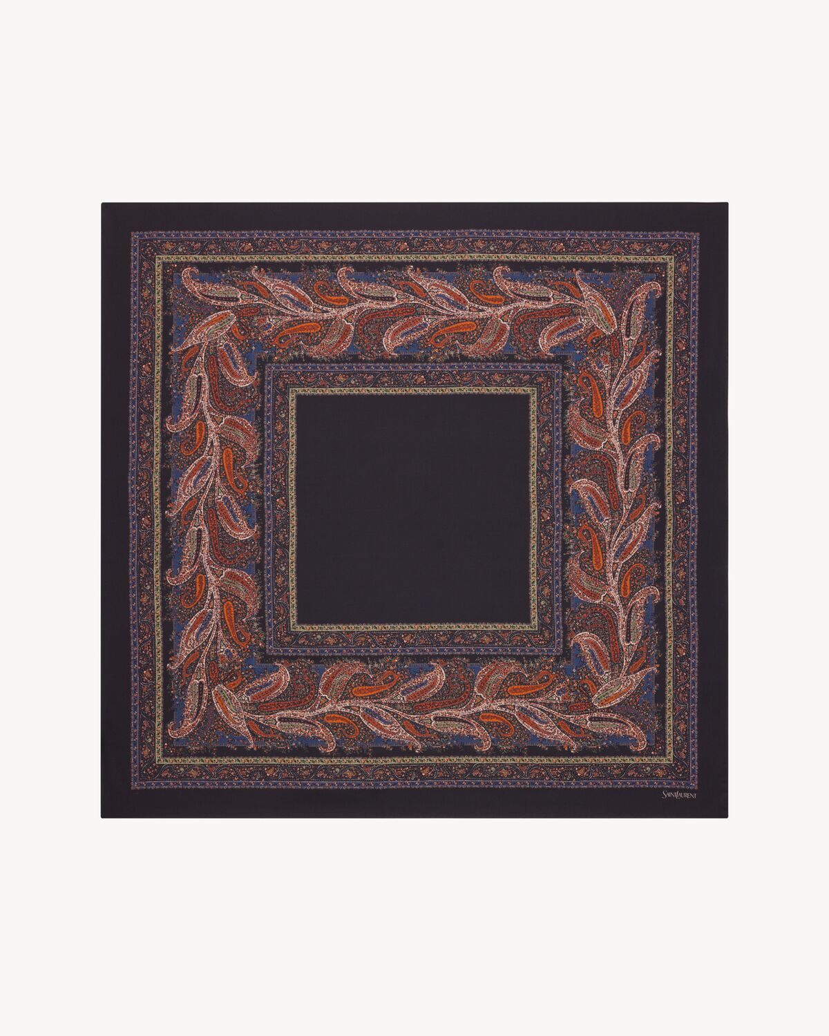 square scarf in paisley silk twill