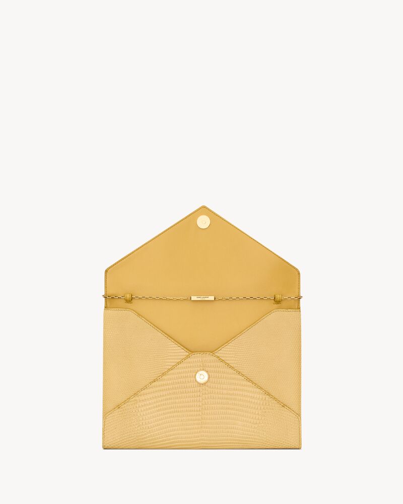 LETTER pouch on chain in shiny lizard