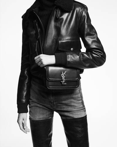 solferino small satchel in lacquered patent leather
