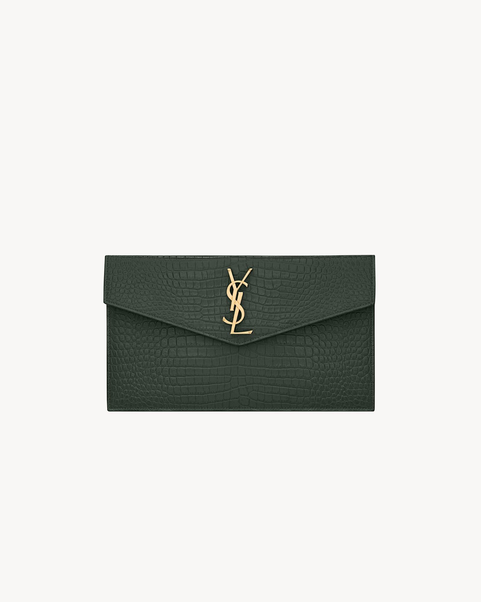 UPTOWN POUCH IN CROCODILE-EMBOSSED SHINY LEATHER — 565739DND0J3144