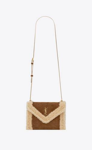 gaby mini satchel in quilted suede and shearling