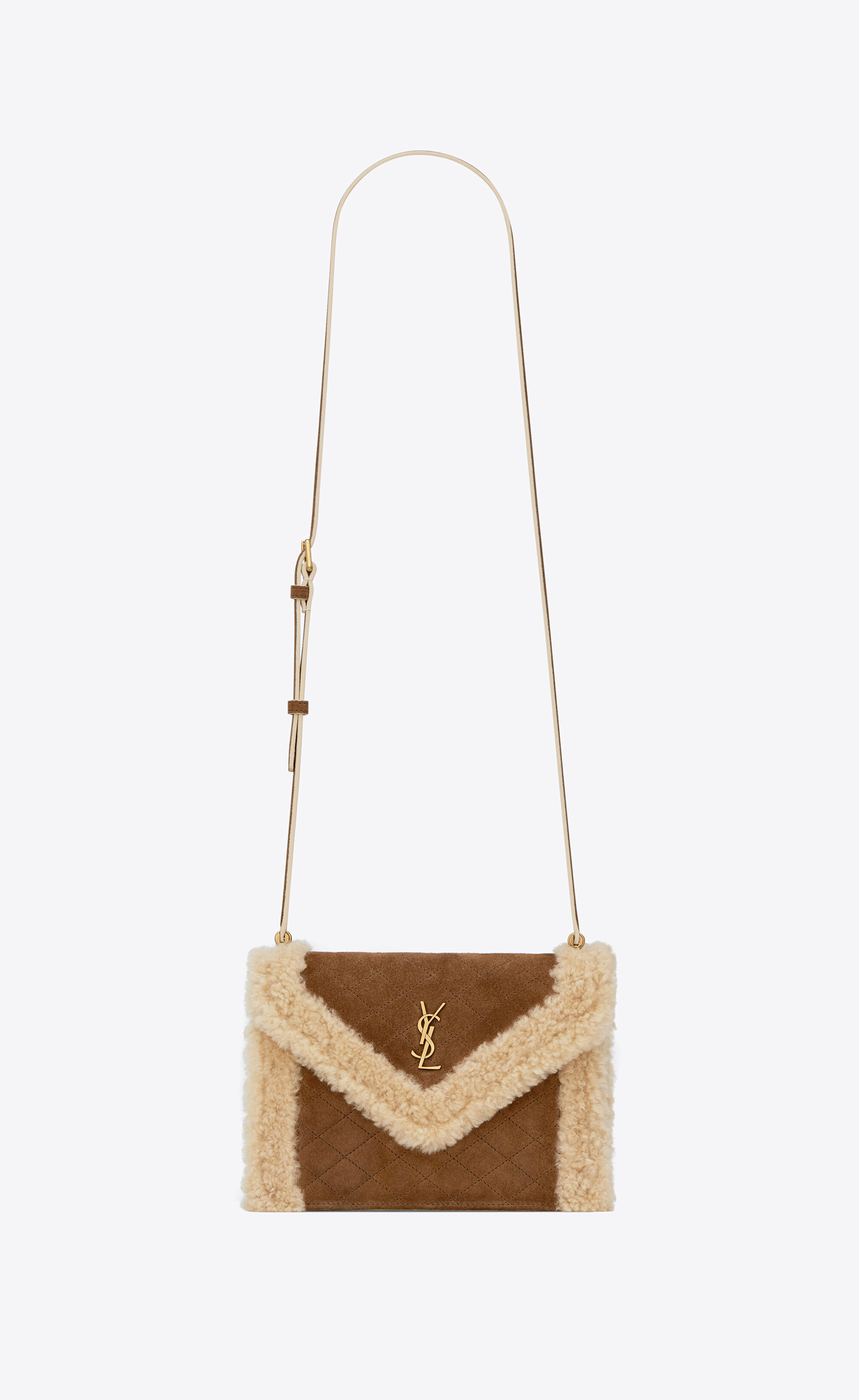 Gaby mini satchel in quilted suede and shearling | Saint Laurent | YSL.com