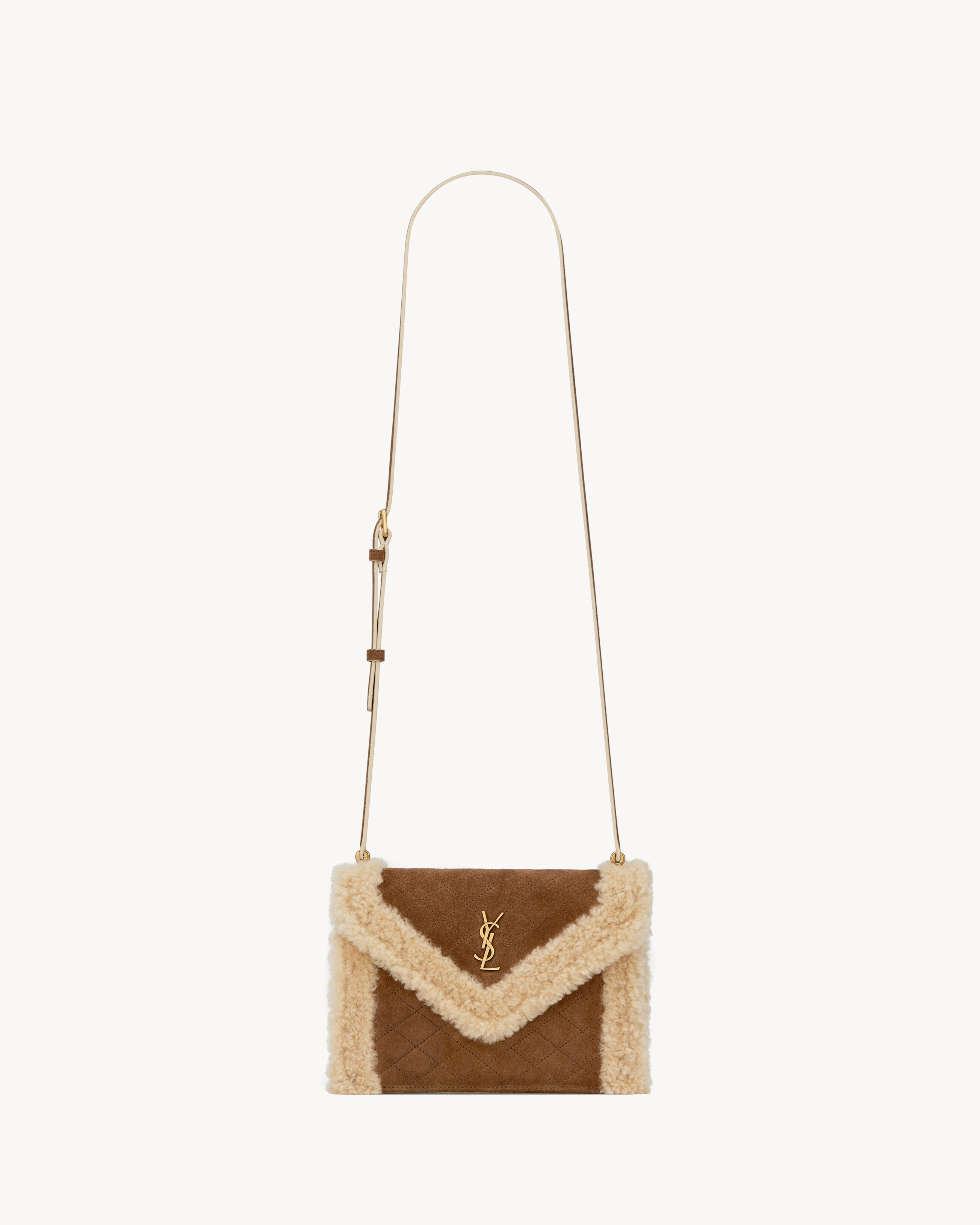 Gaby mini satchel in quilted suede and shearling Saint Laurent
