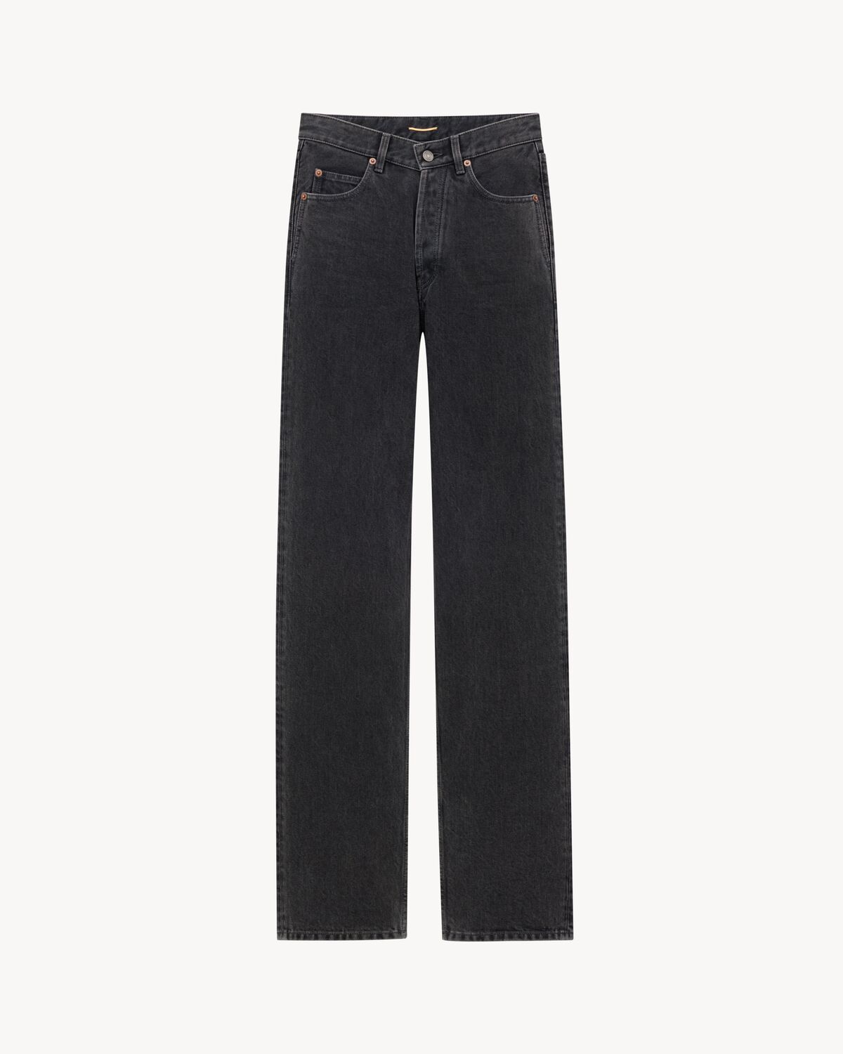 v-waist long baggy jeans in 90's french black denim